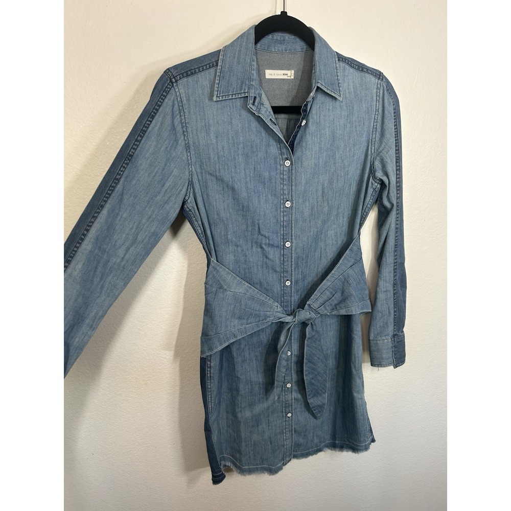 Rag & Bone Jean Destroyed Sadie Dress Women XS Brunch Comfort Spring - Picture 3 of 9